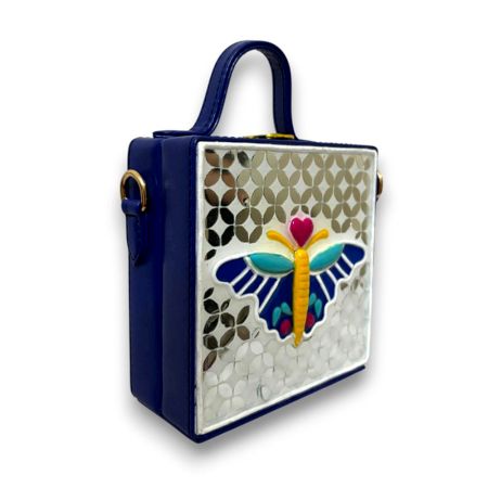 Mini Butterfly Lippan Art Handcrafted Square Sling Bag